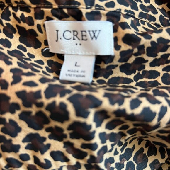 J. Crew Leopard Print Button Down Shirt Women’s Large 100% Cotton Long Sleeve Bl - Picture 6 of 7